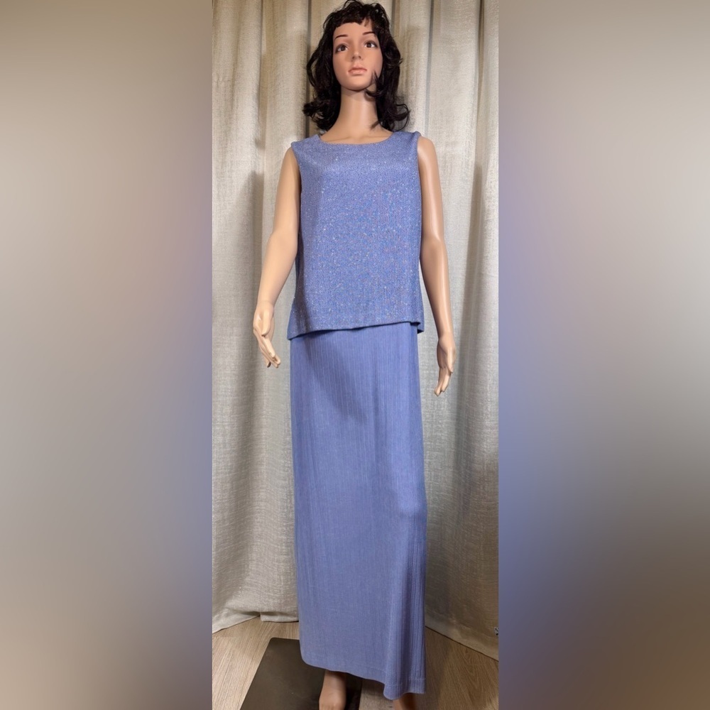 💜 Alex Evenings 2-Piece Lavender Blue Shimmer Set – Size 14 Petite - Picture 6 of 9